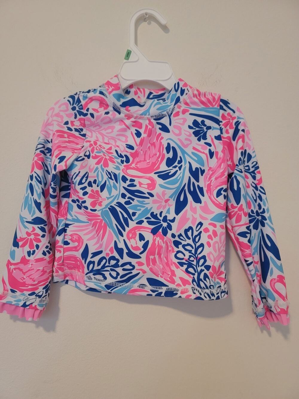 Cynthia Rowley Kids 3T Long Sleeve Rash Guard Top Toddler Pink Flamingo Tropical